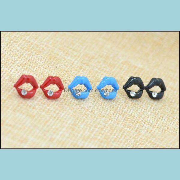 

stud earrings for women wholesale lip rhinestone simated jewelry drop delivery 2021 sexyhanz dhowr, Golden;silver