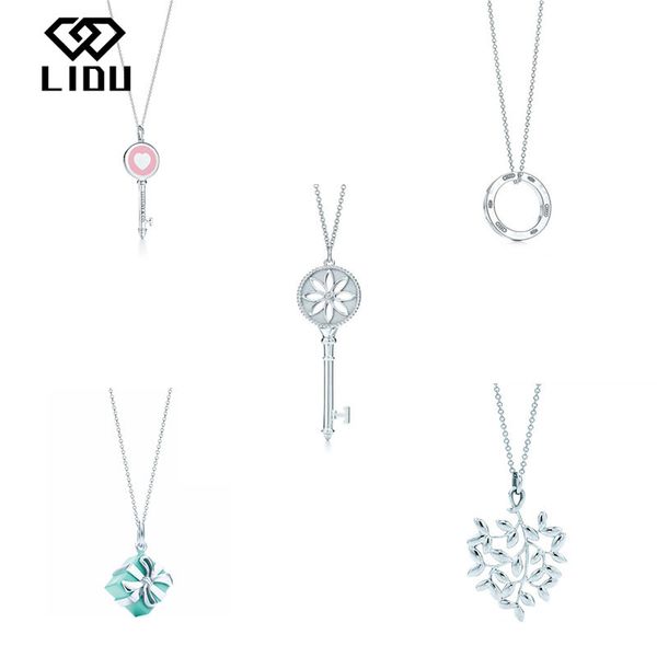 

lidu 100%925 sterling silver tiff gift box enamel necklace fashion exquisite clavicle chain jewelry delivery