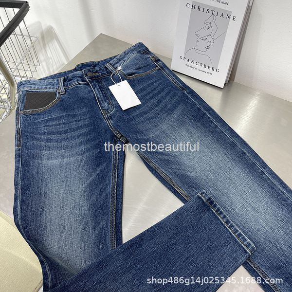 

women's jeans autumn and winter bv home woven pocket wash water slim fit small straight business leisure medium waist men's women&, Blue