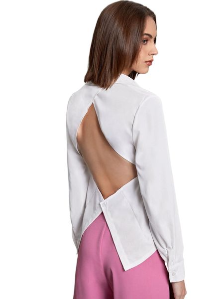 

cut out back high low hem shirt t4hk#, White