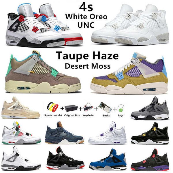 

desert moss jumpman 4s mens basketball shoes 4 what the royalty white oreo sail taupe haze cactus jack men women trainer sports sneakers, Black