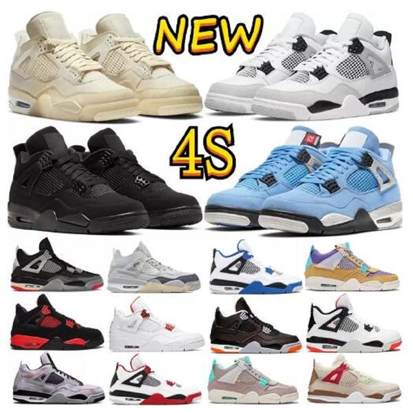 

man woman 4 4s basketball shoes lightning hyper royal university blue shimmer bred military black cat canvas white oreo red sail thunder tau