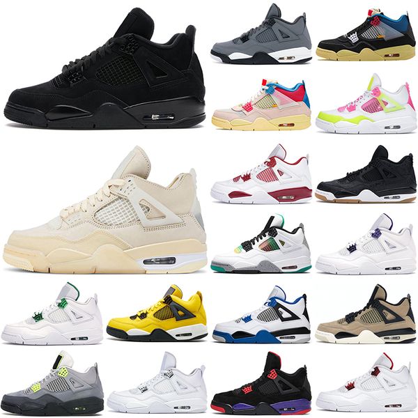 

dropshipping jumpman 4s desert moss basketball shoes for men women 4 university blue #59 taupe haze bred sail court purple mens trainers, Black