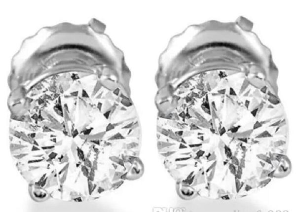 

14k gold plated stud four claw cz diamond earrings, Golden;silver