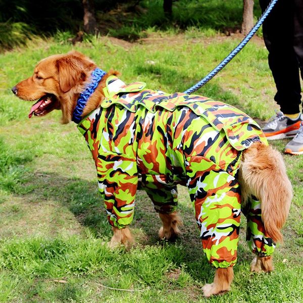 Abbigliamento per cani Camouflage Grande impermeabile Impermeabile Tuta per cani di grossa taglia Per Labrador Shepherd Golden Retreiver Samoiedo Abbigliamento antipioggia ZL175