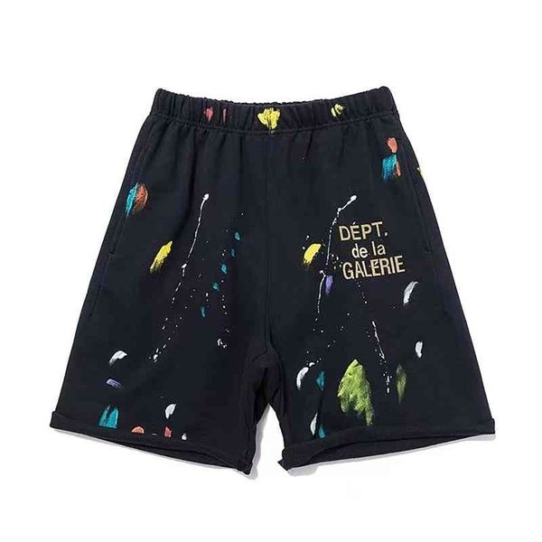 

gallerydept designer shorts zex 2 fashion brand splash ink hand-painted printing men's and women's sports pants casual capris tren, White;black