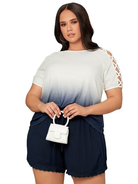 

plus strappy raglan sleeve ombre 26jy#, Black