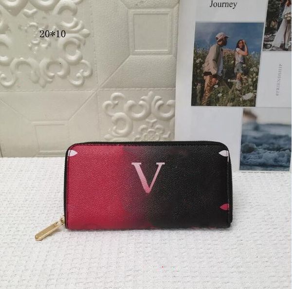 

women long wallets spring in the city gradient handbag classic flower luxurys designers bag ladies travel wallet coin purse with dust bag, Red;black