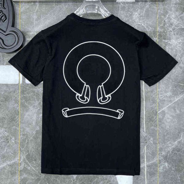 

loose designer classic men's t shirts ch summer short sleeves letter horseshoe sanskrit cross print sweatshirts t-shirts woman tees lxg, White;black