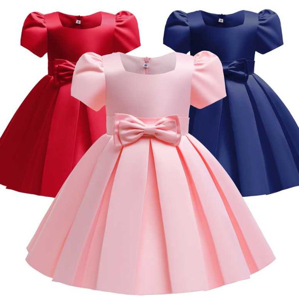 Mädchen Kinder wunderschöne Stickerei Prinzessin Kleid elegantes Kleid ärmellose Schleife Tutu süße Blume Blase sSleeve Schleife 2-10 Jahre lässiges Kleid Babyl Kostüm 2022 neu