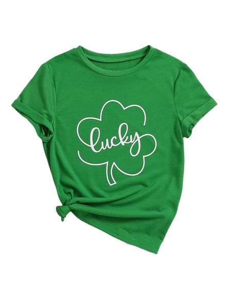 

clover and letter graphic tee 1792#, White