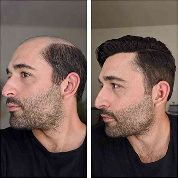 

men hair synthetic toupee natural wig for 's male s man piece s replacement system 0527, Black