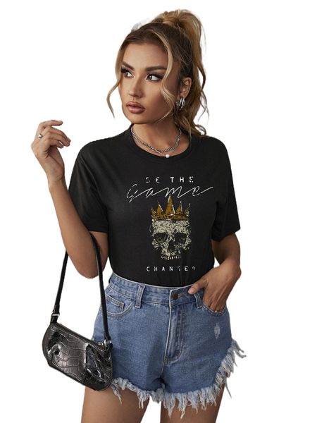 

skull & crown print tee y1nd#, White