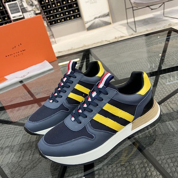 

oblique runner sneaker platform shoes black white suede leather trainers women mesh lace-up casual shoes with box. no56