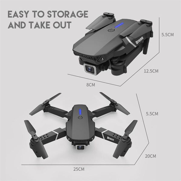 DHL E88 Pro Drone con grandangolo HD 4K 1080P Doppia fotocamera Altezza Hold Wifi RC Pieghevole Quadcopter Dron Giocattolo regalo