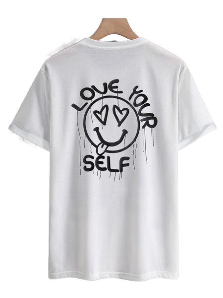 

men cartoon & slogan graphic tee n5to#, White;black