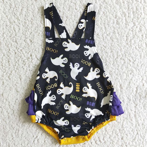 

boutique infant newborn baby romper toddlers girl clothes halloween ghost print cute girls rompers fashion kids clothing jumpsuit wholesale, Blue