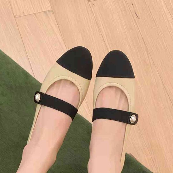 

sandals xiaoxiangfeng ballet shoes spring and autumn round head pearl one line buckle mary jane single female, Black