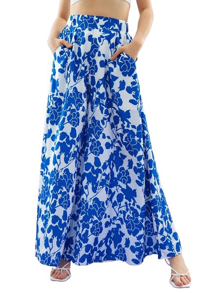 

x beyond the ceremony floral allover print wide leg pants 98fc#, Black;white