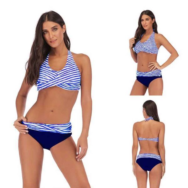 

bikini 2021 large split swimsuit stripe print beach resort swimsuit bikini