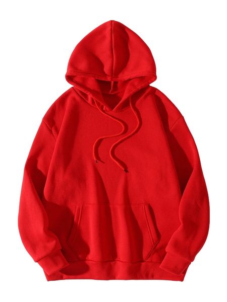 

kangaroo pocket drawstring thermal lined hoodie m3mv#, Black