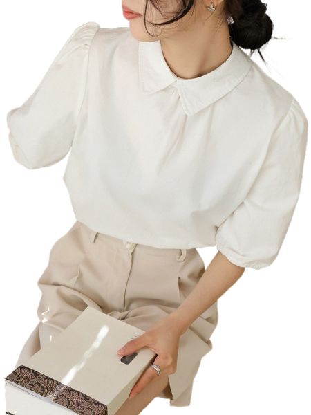 

dazy puff sleeve button back blouse x4zk#, White