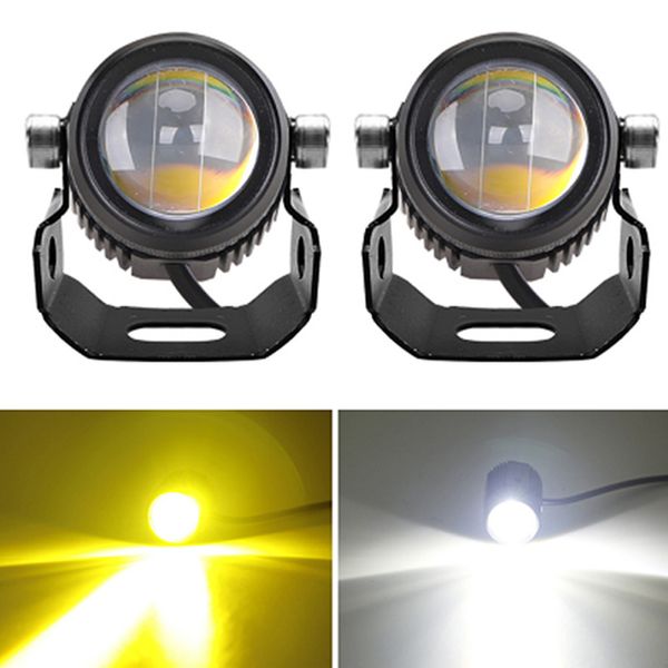 Motorrad-LED-Scheinwerfer, weißes hellgelbes Licht, zweifarbig, wasserdichter Scheinwerfer, superheller Scheinwerfer, 12–36 V, Auto
