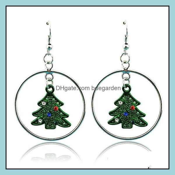 

charm earrings jewelry fashion charms sier plated dangle rhinestone christams tree match circle for women christma dhdji, Golden