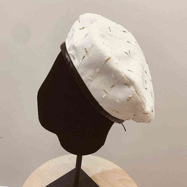 New Trendy French Beret Hat Cotton Women Hat Soft Warm Winter Leopard Hat Regolabile Flat Plaid Tartan Cappelli Cap Boina militar J220722