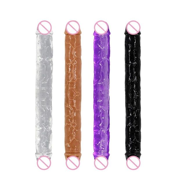 Geléia brinquedo anal gay lésbica dupla terminou pênis artificial produtos sexy realista ultra realista vibrador 30-34cm