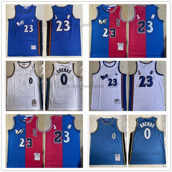 

retro basketball jerseys 0 gilbert #23 arenas white 03-04 custom stitched jersey blue white, Black;red
