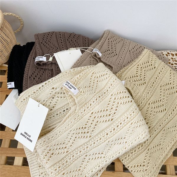 

summer small shawl womens thin section knitted crochet hollow outside with fashion fake collar with skirt sunscreen scarf, Blue;gray