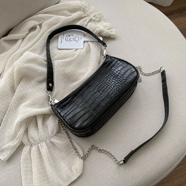 

designer bag crossbody underarm bags with crocodile pattern and metal chains 27.5cm