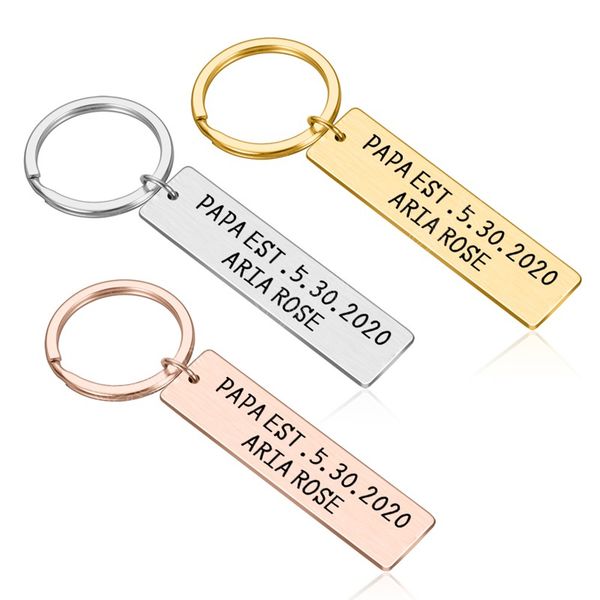 

father's day birthday gifts keychain personalized name date for dad stepdad dad men father keychain gift, Silver