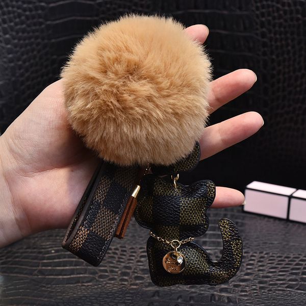 Gato urso pompom chaveiro acessórios moda strass chaveiro couro do plutônio teddy carro chaveiro fivela saco de jóias charme animal ke343g