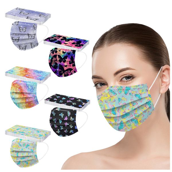 

butterfly style disposable face masks breathable 3-ply non-woven cup dust masks with elastic earloop for adults men women daily use