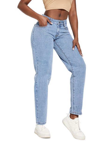 

sxy zip fly mom fit jeans p19b#, Blue