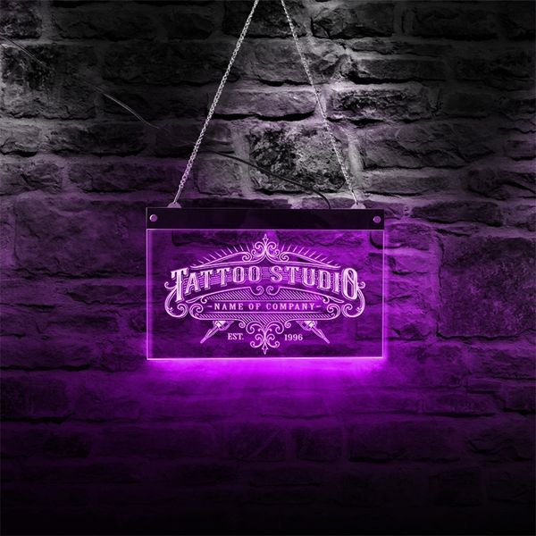 Studio Neon Custom Tattoo Salon Firmenname Vintage Business Wandschild mit LED-Beleuchtung ändert sich 220615