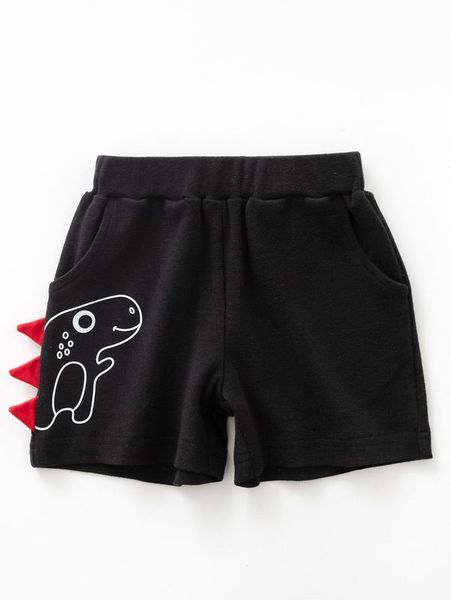 

baby dinosaur print 3d patched shorts she, Black