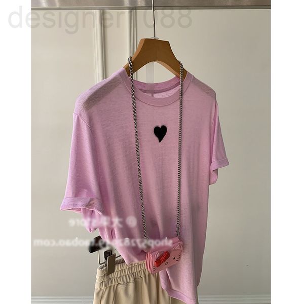 

women's t-shirt designer designer three-dimensional ~ love flocking too cute aging linen t-shirt 4 colors 8um1, White