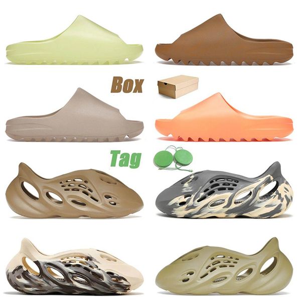 

2022 with box designer mens women sliders sandals size 13 slides glow green ochre sulfur enflame orange pure slide outdoor fashion215p, Black