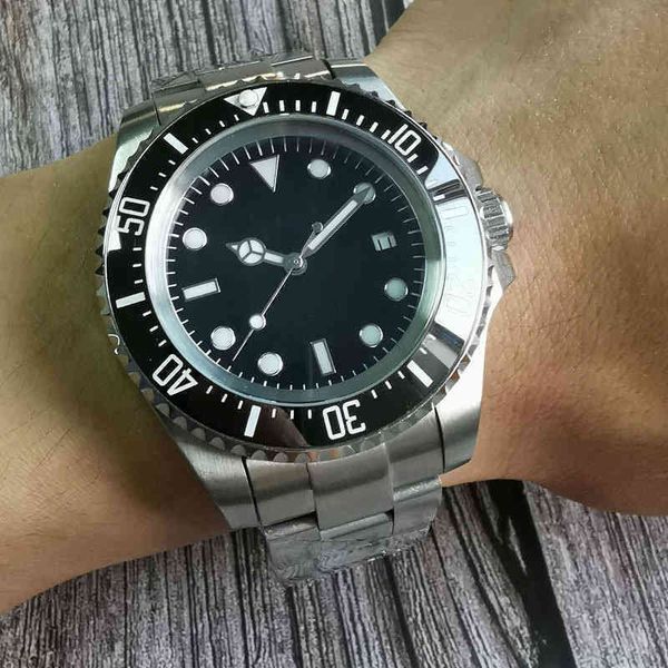 

luxury oyster perpetual watch for men sea black dial 44mm big rotating bezel ceramic insert 24 jewels nh35a miyota 8215 oyster strap, Slivery;brown