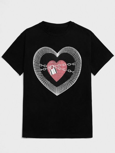 

romwe guys heart graphic tee r2sf#, White;black