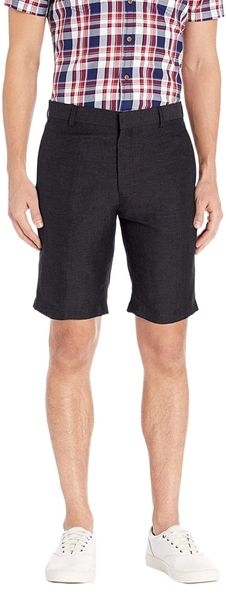 

raphael men's slim fit flat front linen blend short 57vh#, White;black