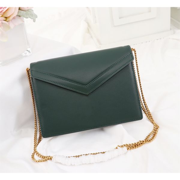 

2022 latest synchronization new imported cowhide chain bag bronze hardware accessories ladies messenger bag