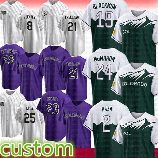 Mens 23 Kris Bryant Charlie Blackmon Baseball Jersey Colorado CJ Cron Ryan McMahon Yonathan Daza Sam Hilliard Garrett Hampson Connor Joe German Marquez Chad Kuhl