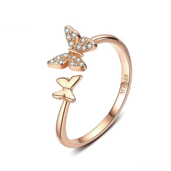 

925 sterling silver dazzling cz butterfly open finger ring for women fashion sterling silver jewelry gift