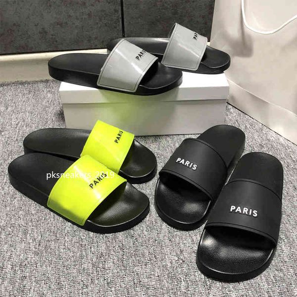 

2022 fashion slide sandals slippers for men women with original box designer beach flip flops slipper quality, Black