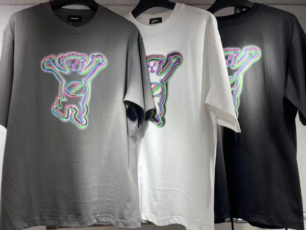 

men's t-shirts designer spring / summer new we11 limited phantom dance bear print loose round neck short sleeve t-shirt tee plqs, White;black