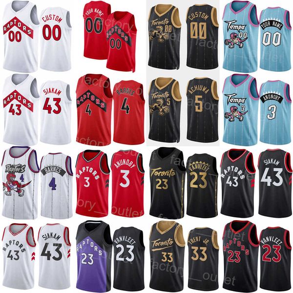 

man woman youth screen printed basketball fred vanvleet jersey 23 pascal siakam 43 og anunoby 3 scottie barnes 4 gary trent jr 33 precious a, Black;red